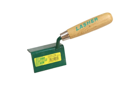 LASHER TROWEL SHARP CORNER OUTSIDE WOODEN HANDLE 75MM FG10170