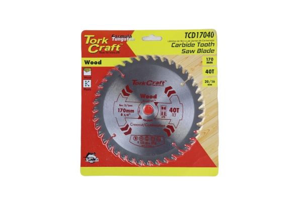 TORK CRAFT BLADE TUNGSTEN CARBIDE TIPS 170X40T 20-16MM GENERAL PURPOSE COMBINATION-TCD17040