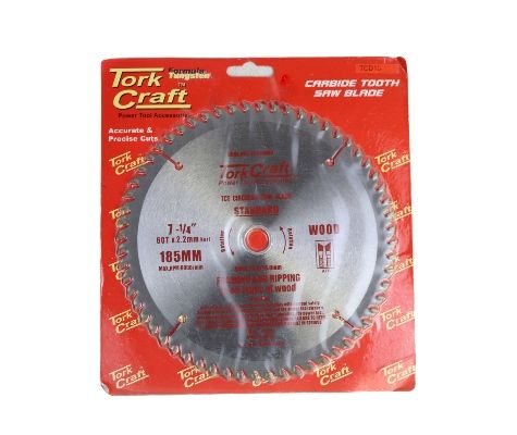 TORK CRAFT BLADE TUNGSTEN CARBIDE TIPS 185X60T 20/16 GENERAL PURPOSE CROSS CUT-TCD18560 TC