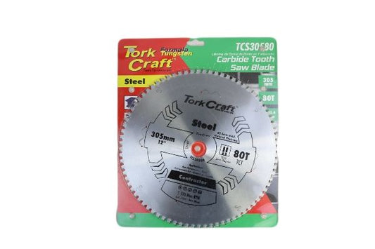 TORK CRAFT BLADE STEEL CUTTING TUNGSTEN CARBIDE TIPS 305X80T 30MM-TCS30580