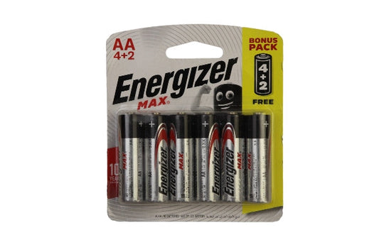 ENERGIZER BATTERY MAX-4+2 AA FREE 1.5V E91BP6-MAX