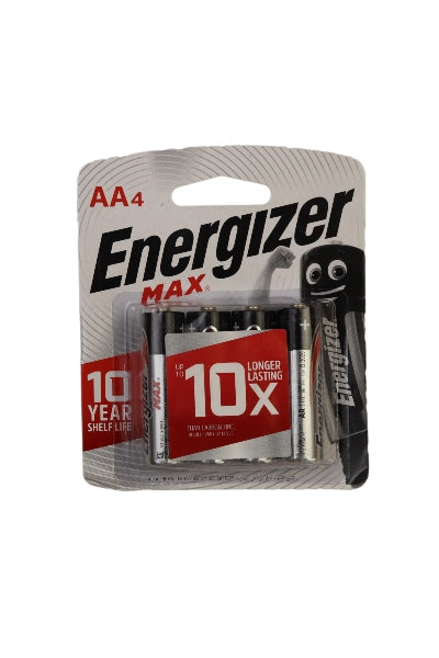 ENERGIZER BATTERY MAX AA 4PACK 1.5V E91BP4-MAX