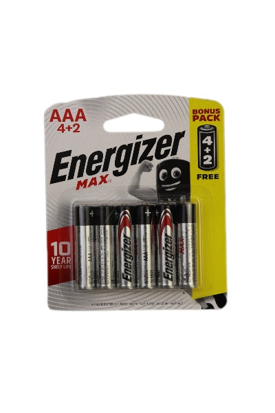 ENERGIZER BATTERY MAX AAA 4+2 PACK E92BP6